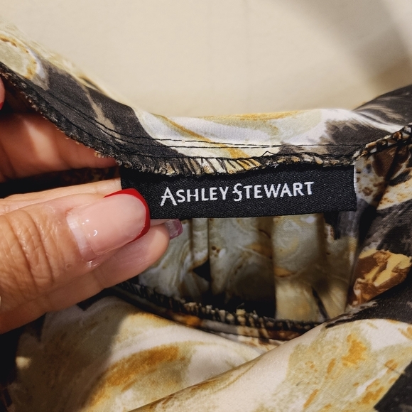 ASHLEY STEWART black and yellow Formal Silky Top fits XL - Picture 5 of 7